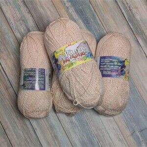 Patons Paradiso Cotton Yarn Lot 4 Skeins 6456 Beige Cream Discontinued